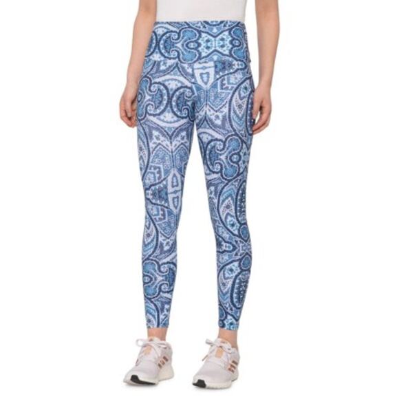 ONZIE Blue Pattern High Waist Basic Midi Leggings - Picture 9 of 11